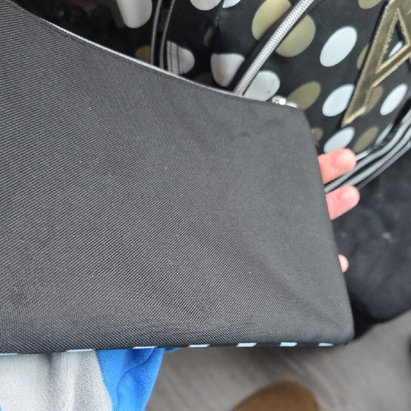 Justice Black and Gold Polka Dot Backpack with Pouch - Picture 9 of 12